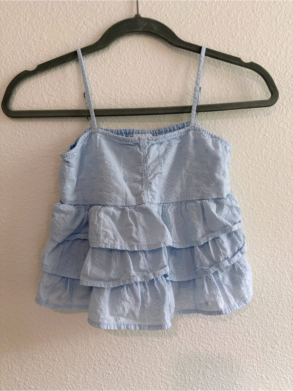 abercrombie kids Light Blue Ruffle Tank Top sz 9/10